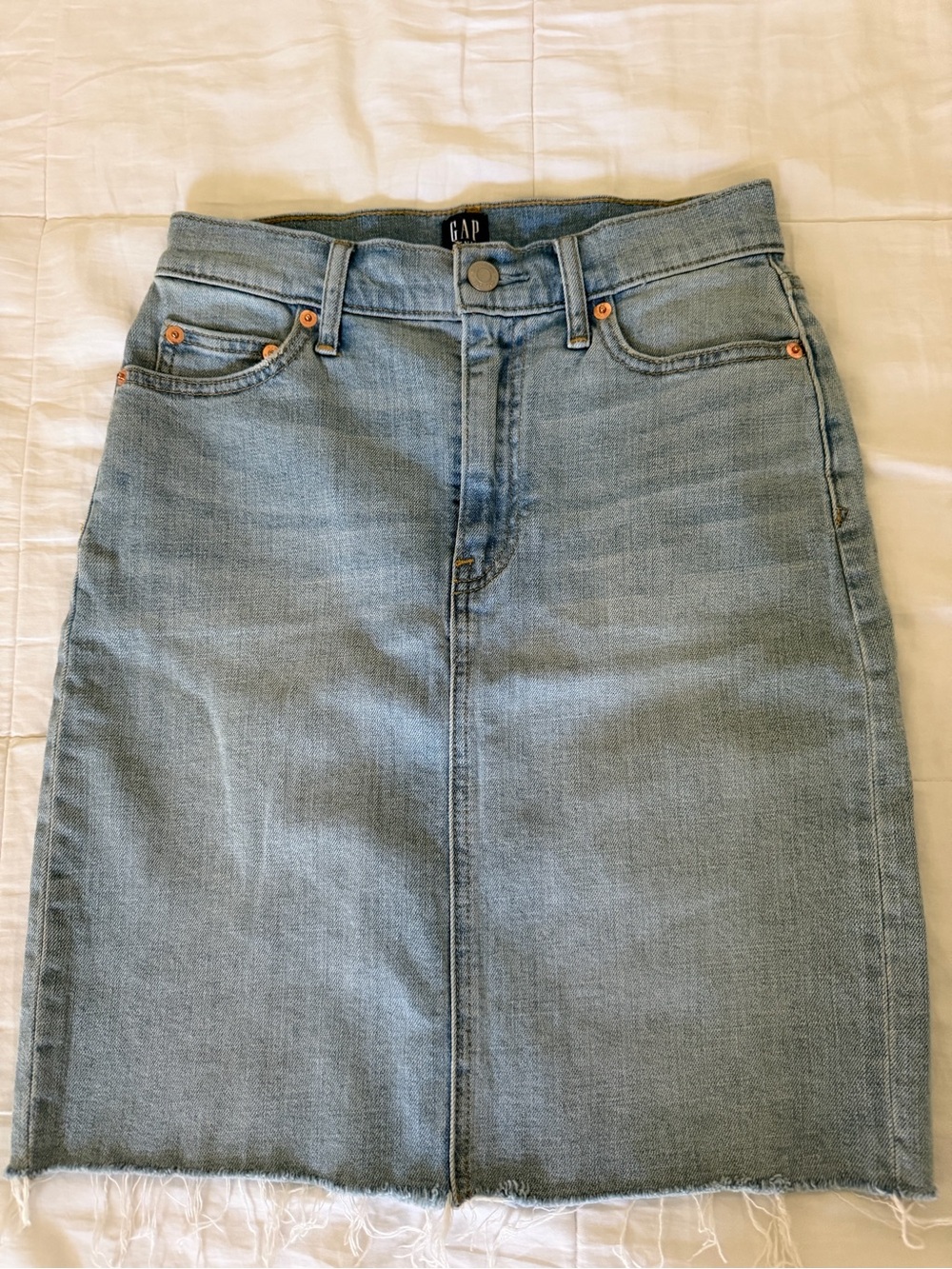 GAP Light Blue Denim Skirt with Raw Hem